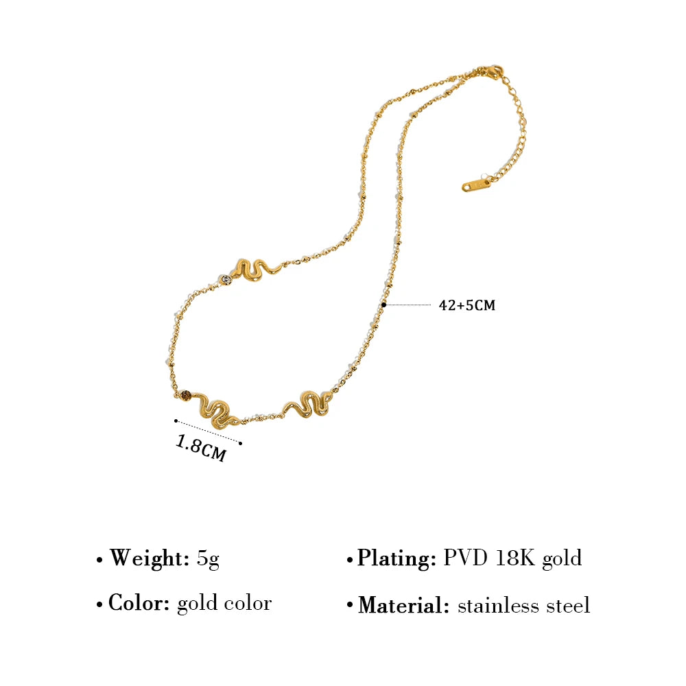 Snake Necklace in Gold Color (multisnake pendants)