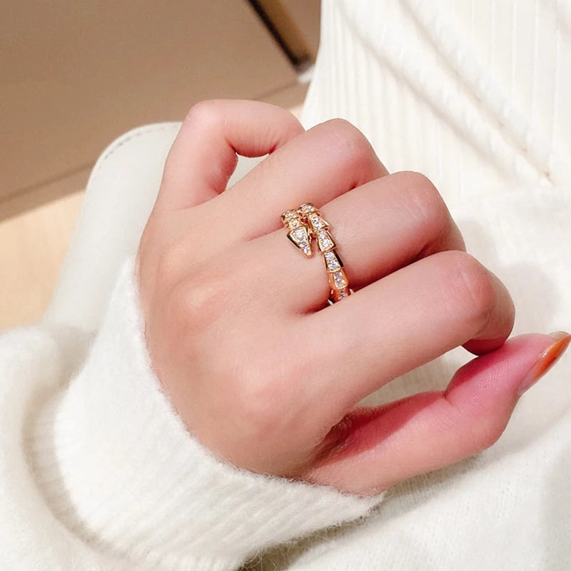Cubic Zirconia Snake Adjustable Ring