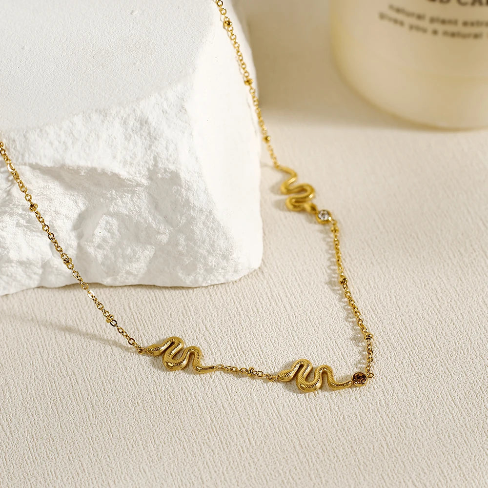 Snake Necklace in Gold Color (multisnake pendants)