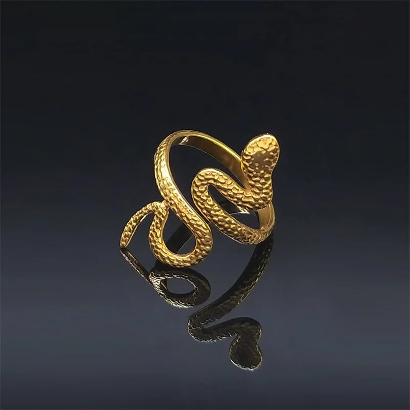 Protection Snake Finger Ring in Silver and Gold Color