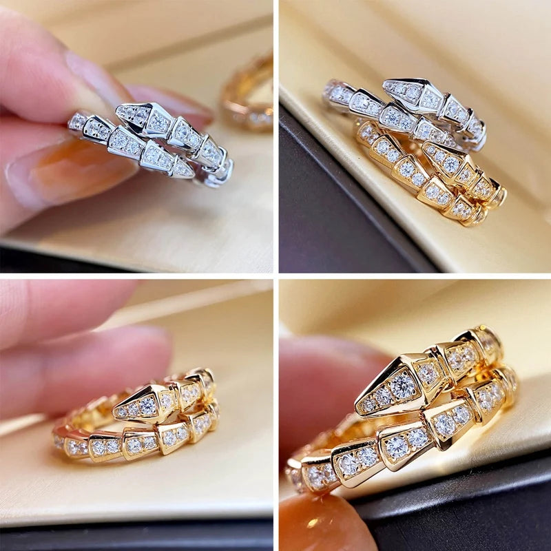 Cubic Zirconia Snake Adjustable Ring