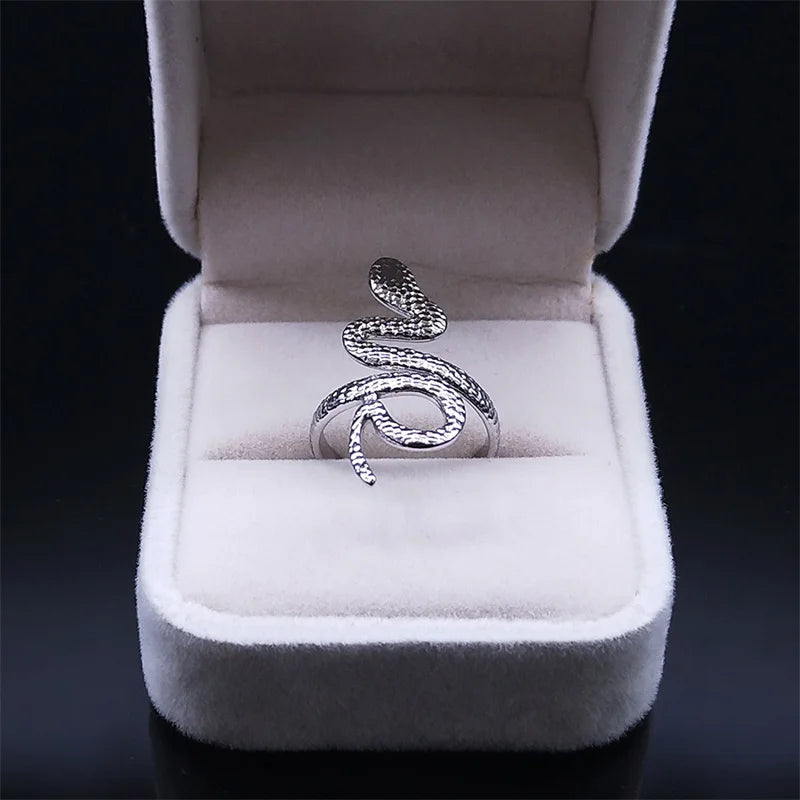 Protection Snake Finger Ring in Silver and Gold Color