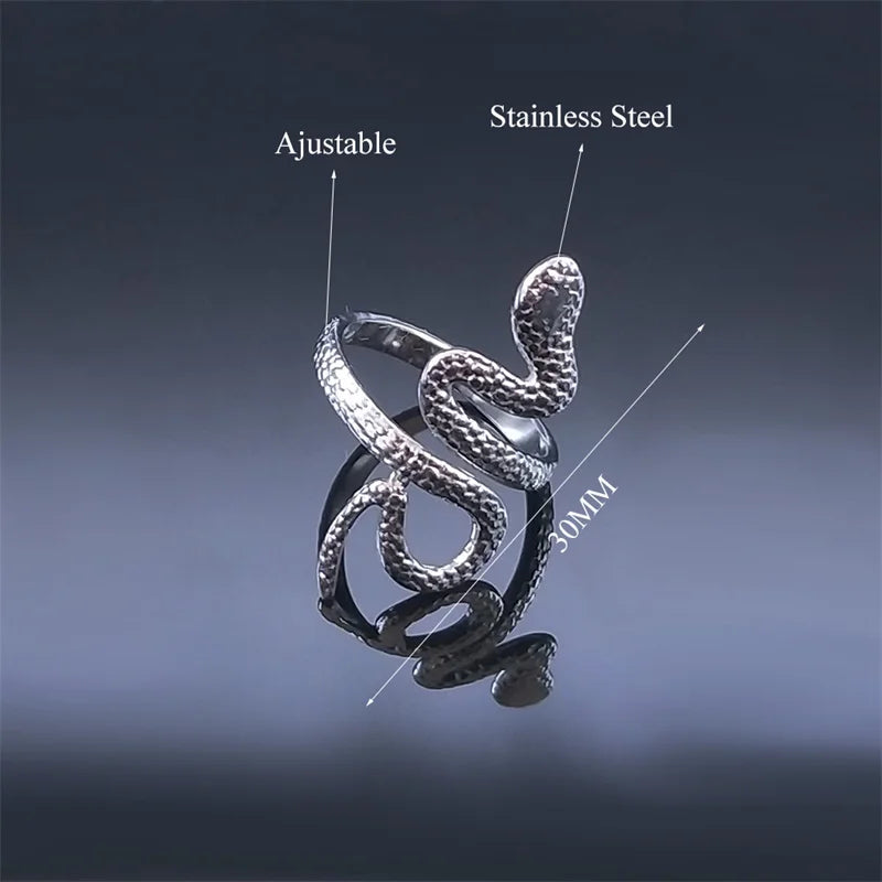 Protection Snake Finger Ring in Silver and Gold Color