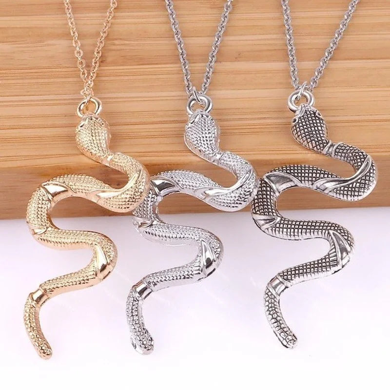 Lucky Snake Pendant Necklace in Gold and Silver Color for 2025 year