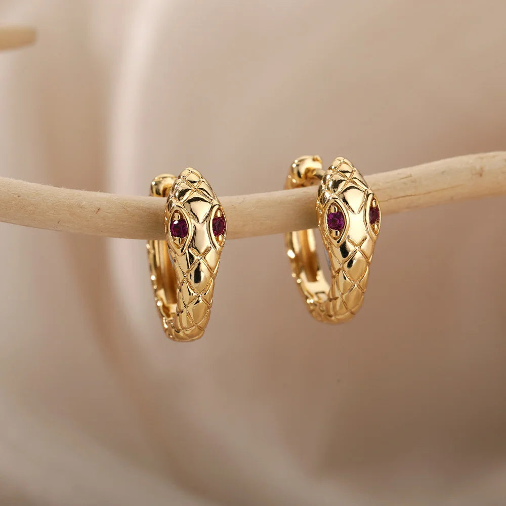 Snake Hoop Earrings in Gold and Silver Color