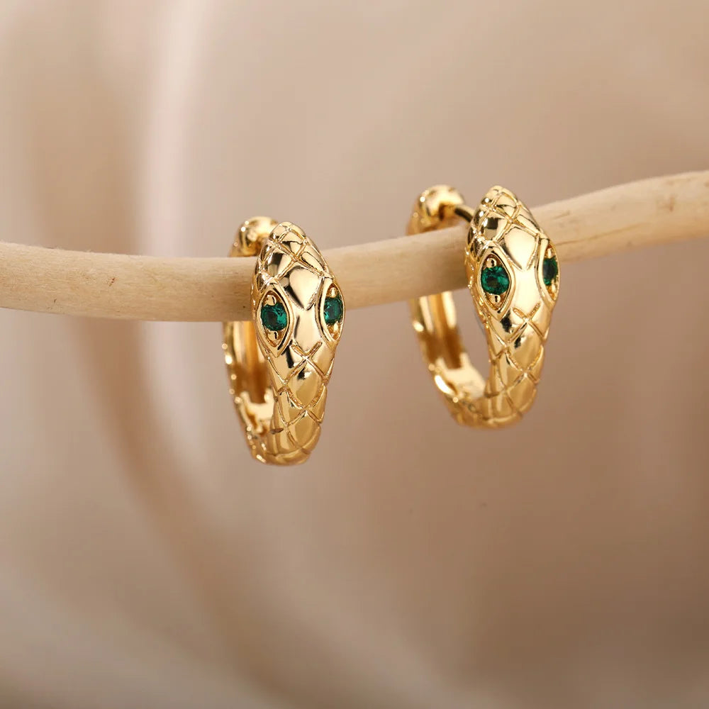 Snake Hoop Earrings in Gold and Silver Color