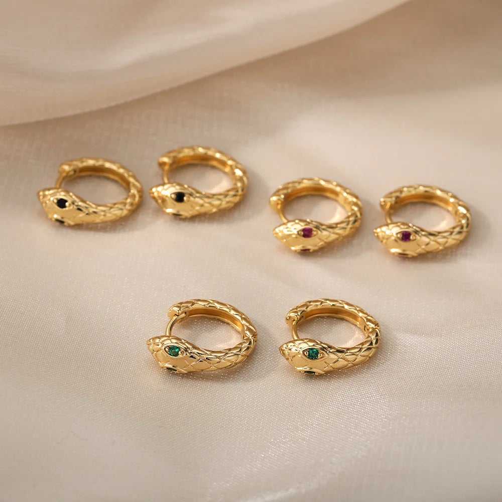 Snake Hoop Earrings in Gold and Silver Color