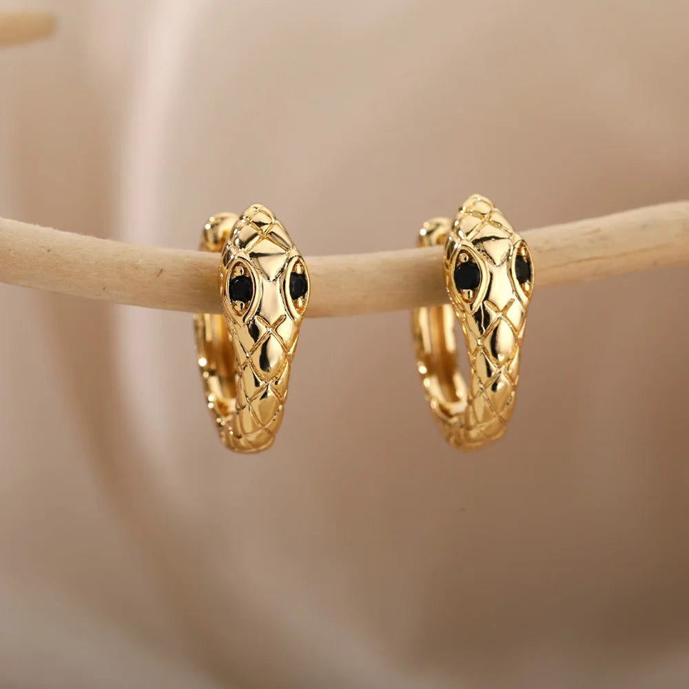 Snake Hoop Earrings in Gold and Silver Color