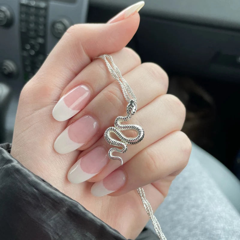 Silver color Snake Pendant Necklace