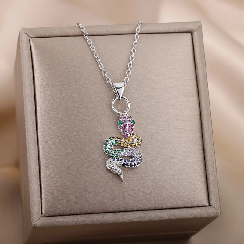 multycolor jewelry snake necklace